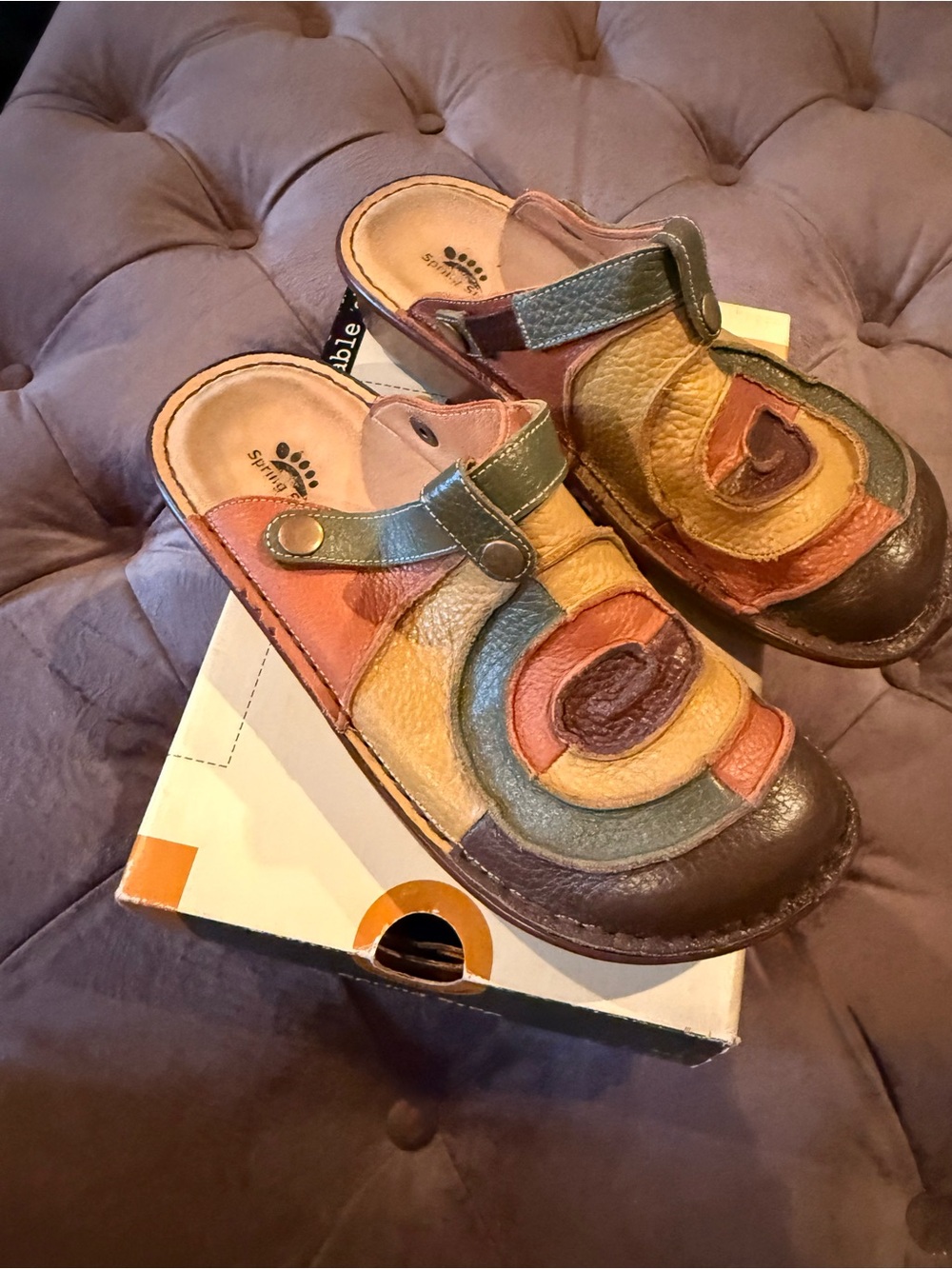 Spring Step Multi-Color Leather Slip-On Clog - Picture 2 of 5